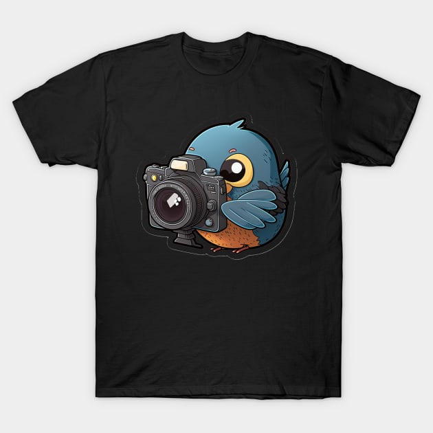 cute bird with a dslr camera T-Shirt by Transcendexpectation